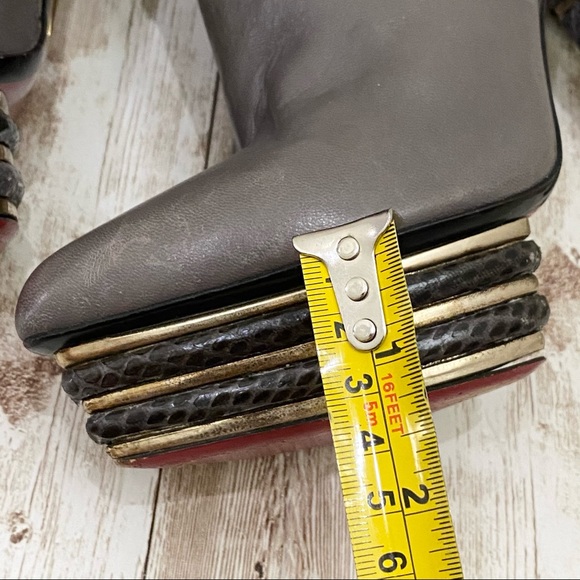 Cesare Paciotti Italy Gray Leather High Heeled Booties 37 - Picture 8 of 16